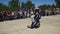 Stunt moto show. Extreme motorsports. Bikers parade and show