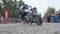 Stunt Moto Show. Riders on Sports Bikes Shows Crazy Tricks on Motorcycles