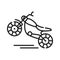 Stunt riding a motorcycle black line icon on white background. Extreme. Motorcycle tricks. Pictogram for web page, mobile app,