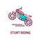 Stunt riding a motorcycle color line icon on white background. Extreme. Motorcycle tricks. Pictogram for web page, mobile app,