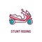 Stunt riding a scooter color line icon on white background. Extreme. Scooter tricks. Pictogram for web page, mobile app, promo. UI