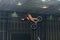 Stuntman riding a bike during stunt show