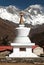 Stupa, Lhotse and top of Everest from Tengboche monastery