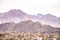 Stupa and monastery view of Himalayan mountians - it is a famous Buddhist temple in,Leh, Ladakh, Jammu and Kashmir, India.