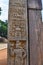 Stupa No 1, North Gateway, Left Pillar, Inside Panel 3: Bamboo Garden of Rajagriha. Bodhi-tree is surrounded by worshippers.