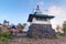 Stupa in Shad Tchup Ling Buddhist monastery on mountain Kachkanar. Russia