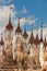 Stupa spires in the Kakku Pagoda Complex in Myanmar