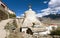 Stupas with beautiful clouds in Karsha gompa