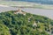 Stupas on hills in Sagaing, Myanmar. Ayeyarwady river visibl