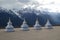 Stupas Infront of Sacred Buddhist Meili Mountain