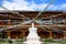 Stupas with Tibet flag in a temple