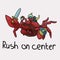 Stupid crab makes a rush in the center vector illustration.