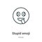 Stupid emoji outline vector icon. Thin line black stupid emoji icon, flat vector simple element illustration from editable emoji