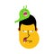 Stupid face. Slug on head was eating brains. Silly head. sheepish guy. Vector illustration