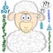 Stupid sheep. Cartoon vector illustration. Sticker