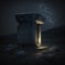 Sturdy stone podium in the midst of a dark and mysterious night AI generation