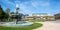 Stuttgart city Castle square Schlossplatz with fountain travel panorama in Germany