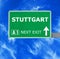 STUTTGART road sign against clear blue sky