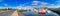 STYKKISHOLMUR, ICELAND - AUGUST 8, 2019: Panoramic view of city port