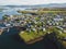 Stykkisholmur a small fishing town in Iceland with colorful houses on a sunny day