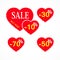 Style hearts sale signs . Hearts with interest discounts. Vector illustration