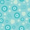 Stylised floral turquoise repeated pattern. Two colour seamless pattern.