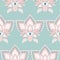 Stylised lotus flower seamless pattern on blue. Blue and pink stock vector isolation design element