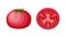 Stylised tomato icon, slice of vegetable isolated on white background. Concept healthy life, eco natural food. Vector illustration