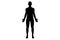 A stylised unisex human figure standing in silhouette