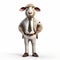 Stylish 3d Animated Sheep In A White Suit - Zack Snyder Inspired