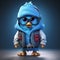 Stylish 3d Cartoon Blue Angry Bird In Urban Hip Hop Aesthetics