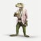 Stylish 3d Gator In Pink Suit: A Sci-fi Realism Fashion Icon