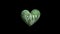 Stylish 3D green marble heart rotating in dark space
