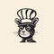 Stylish Animal Artwork: Chef Hat Outline With Playful Whimsy