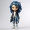 Stylish Anime-inspired Toy Figure With Blue Curly Hair