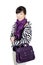 Stylish asian girl with purple bag and scarf