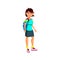 stylish asian girl walking with friend in academy cartoon vector