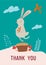 Stylish autumn card or banner with a cute rabbit. Funny vector illustration with text.
