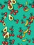 Stylish background avocado, banana and cherry