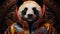 Stylish Balenciaga-clad Panda With Ukrainian Symbolism In Photorealistic Art