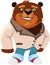 Stylish bear in cool clothes graphic art