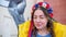 stylish beautiful Ukrainian woman in traditional Ukrainian national costume