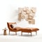 Stylish Bed With Bouroullec Lounge Chair In Tan Leather