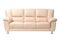 Stylish beige leather sofa on white background