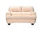 Stylish beige velvet sofa on white background