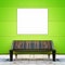 Stylish bench against green wall