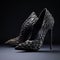 Stylish Black Heels With Carved Surface 3d Model