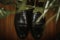 Stylish black man`s shoes closeup, elegant dark leather groom sh