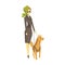 Stylish Blind Woman With Guiding Dog, Young Person With Disability Overcoming The Injury Living Full Live Vector