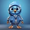 Stylish Blue Bird With Glasses Playful 3d Cartoon Character